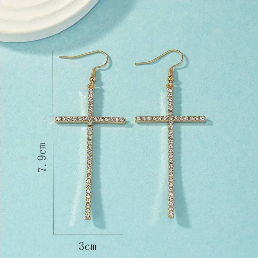 Rhinestone Cross Earrings